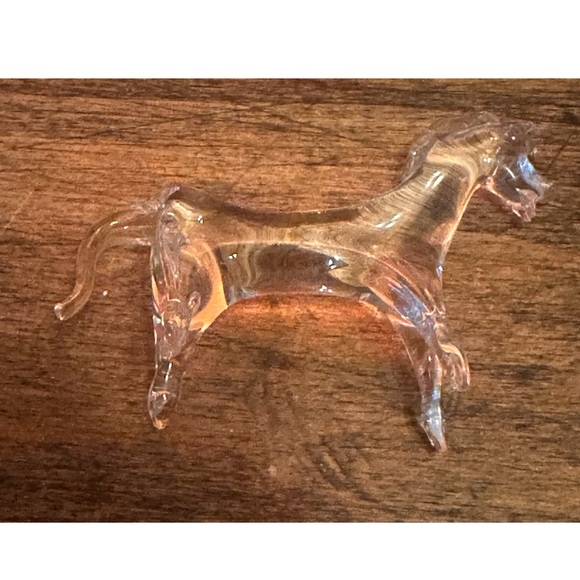 Vintage Handcrafted Blown Glass Horse Figurine, Clear 3" - Picture 2 of 11